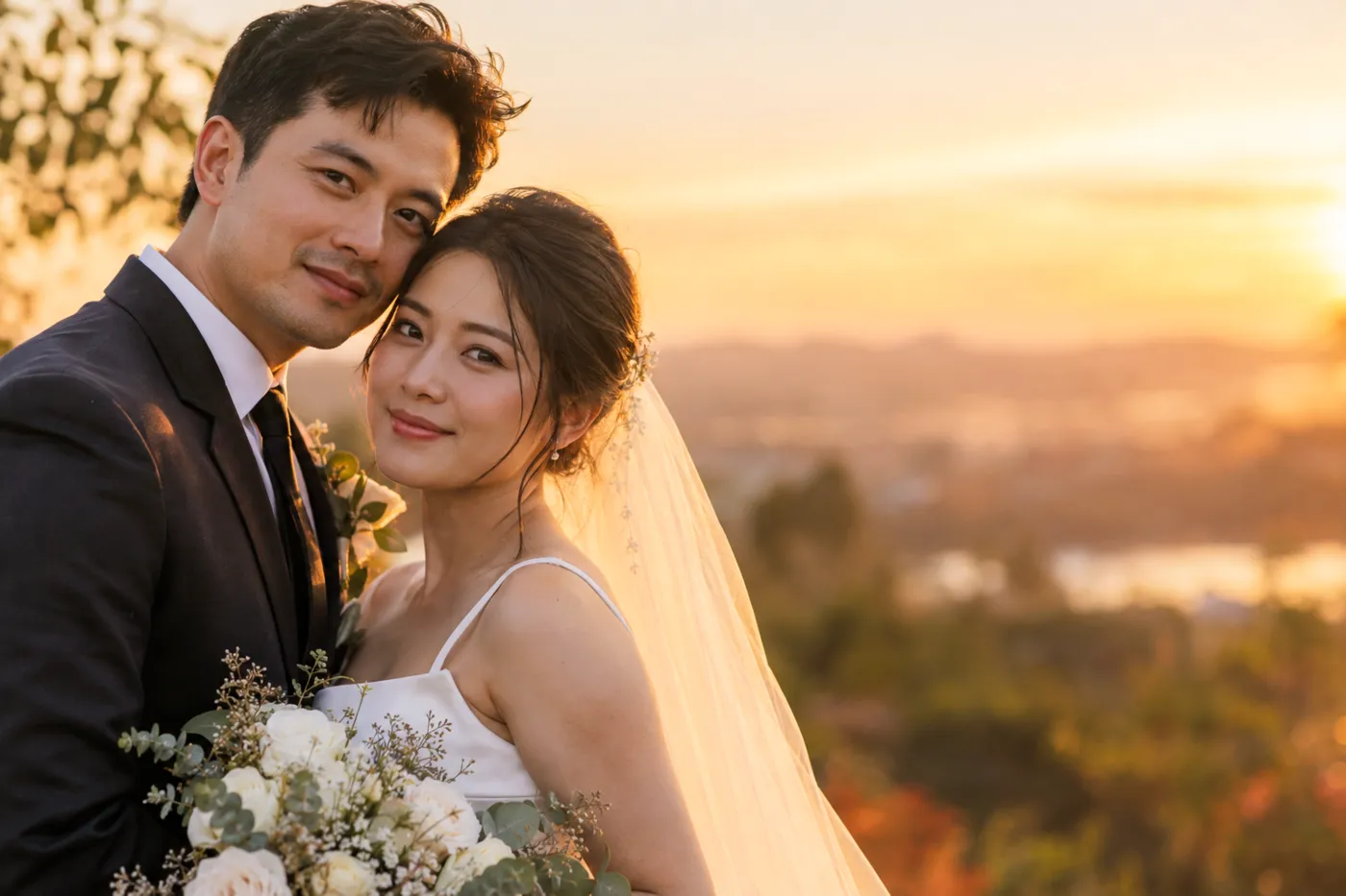 Ảnh cưới ngoài trời sau khi chỉnh bằng Picu Retouch